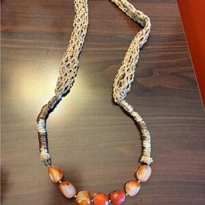 Elegant Beaded Necklace with Gold and Brown Accents